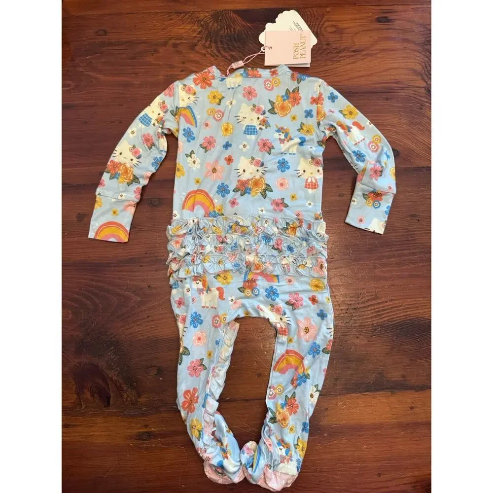 Posh Peanut Hello Kitty Summer Ruffle Footie bamboo Size 6-9 Months NWT